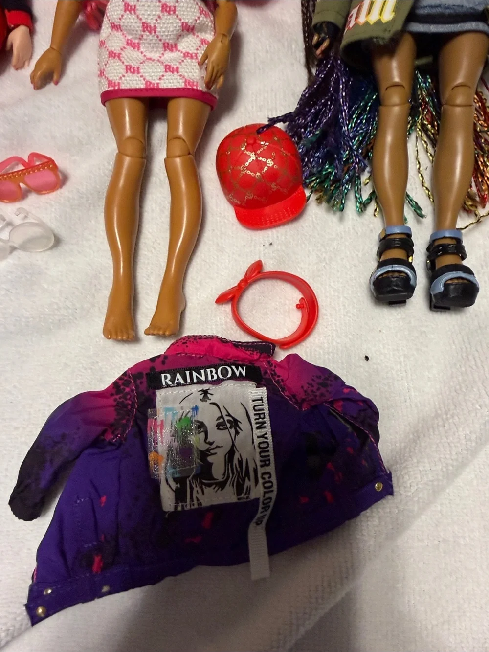 Pink & Multicolor Fashion Doll with Bright Hair and Play Accessories lot